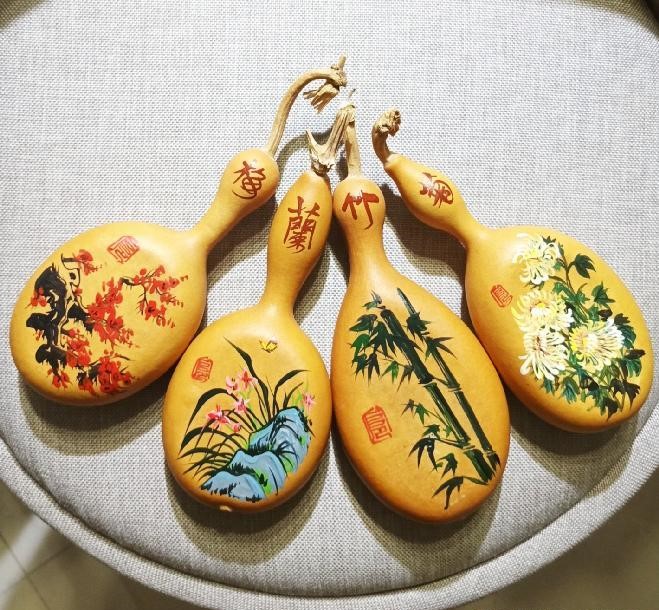 手繪梅蘭菊竹葫蘆，彩繪葫蘆驚艷眾人