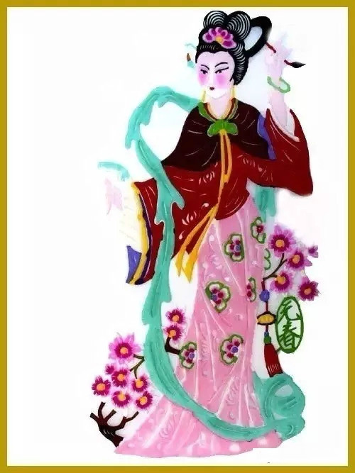 美女染色剪紙作品欣賞，色彩斑斕的剪紙藝術(shù)