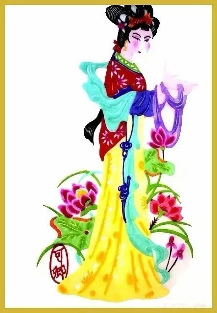 美女染色剪紙作品欣賞，色彩斑斕的剪紙藝術(shù)