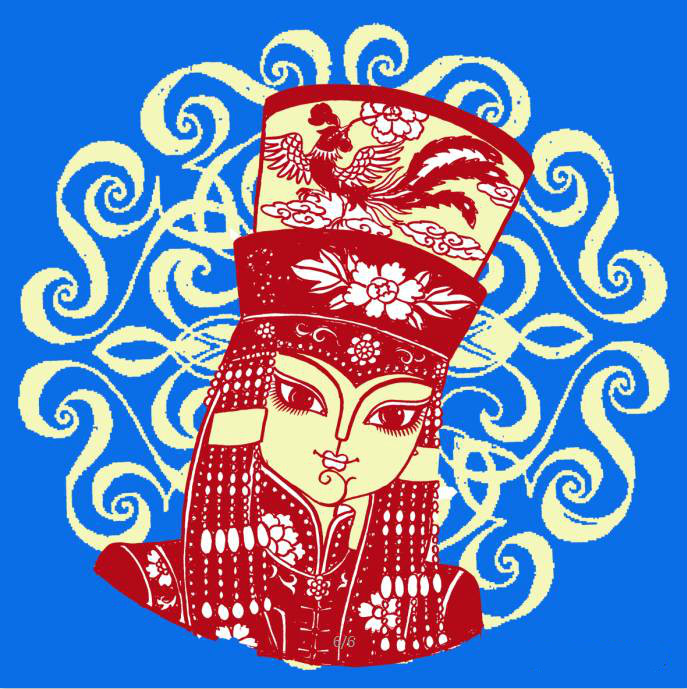 蒙古族美女剪紙，曹文峰剪紙作品欣賞