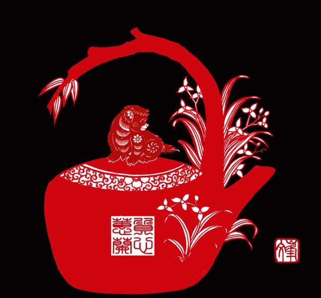 百狗圖剪紙系列(32張)，曹文峰剪紙作品欣賞