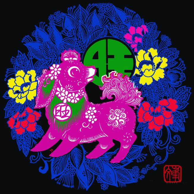 百狗圖剪紙系列(32張)，曹文峰剪紙作品欣賞