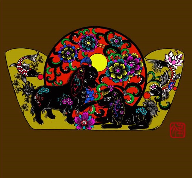 百狗圖剪紙系列(32張)，曹文峰剪紙作品欣賞