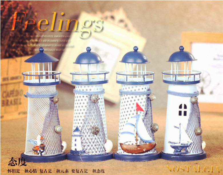 地中海風(fēng)格創(chuàng)意鐵藝燈塔工藝品