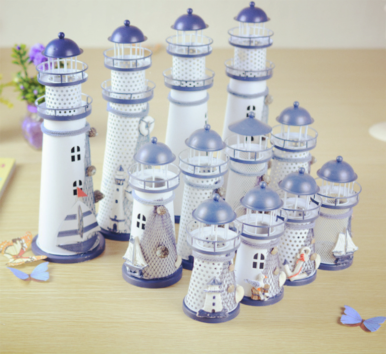 地中海風(fēng)格創(chuàng)意鐵藝燈塔工藝品