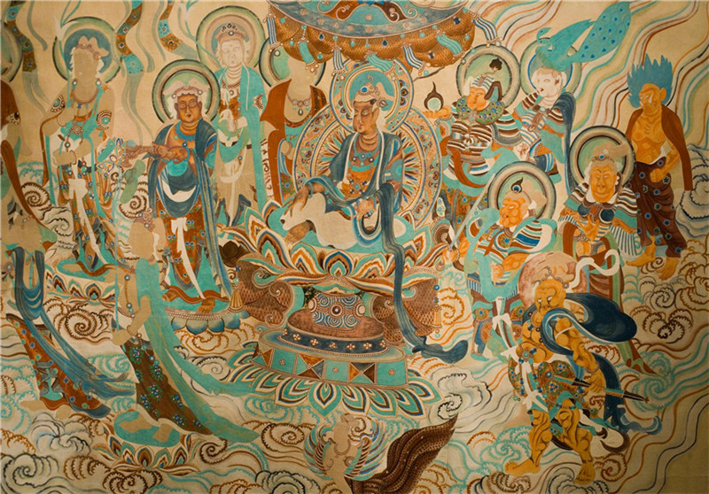 敦煌莫高窟石壁彩繪壁畫(huà)