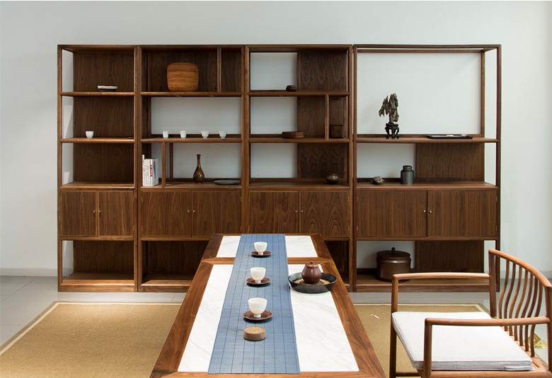 新中式榆木簡(jiǎn)易博古架展柜家具