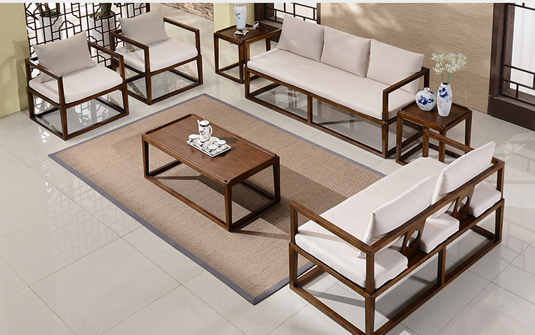 仿古禪意簡約實木沙發(fā)組合