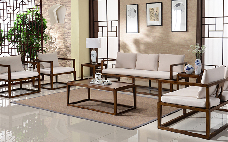 仿古禪意簡約實木沙發(fā)組合