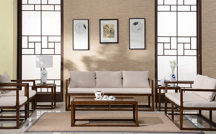 仿古禪意簡約實木沙發(fā)組合