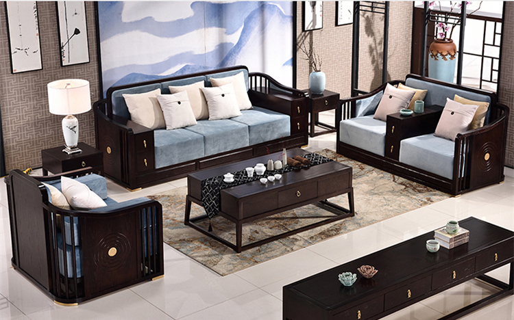 中式沙發(fā)組合現(xiàn)代客廳實木沙發(fā)