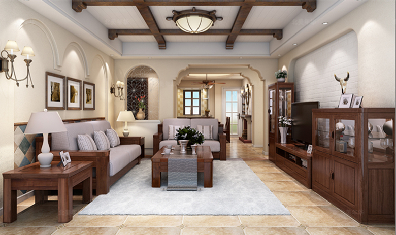 中式實(shí)木黑胡桃客廳組合沙發(fā)