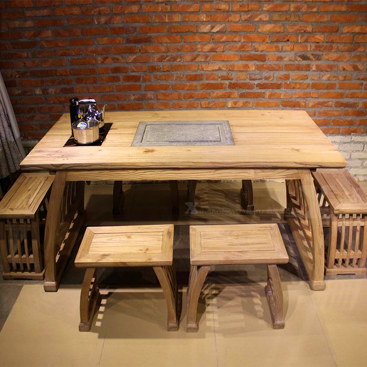 原木田園原生態(tài)中式茶桌組合