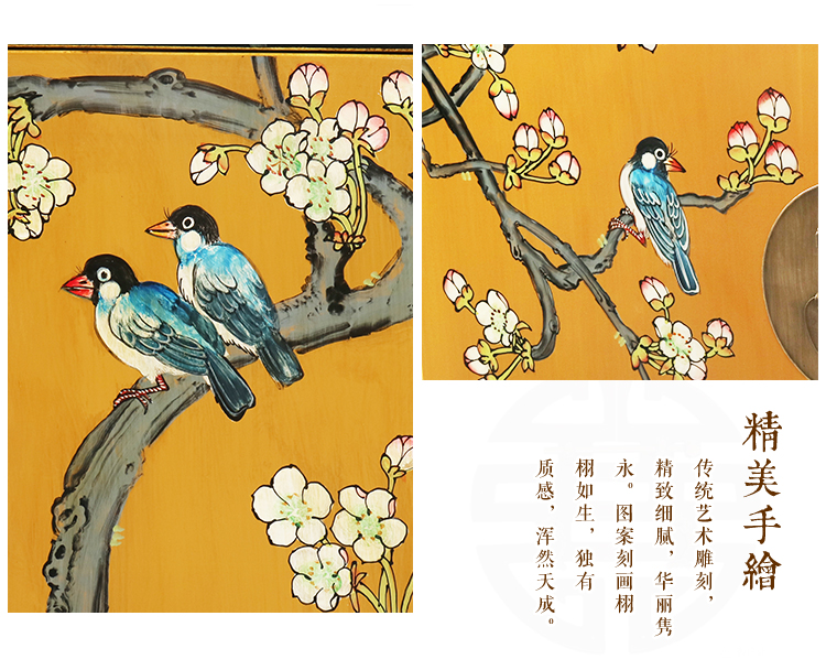 新中式家具實(shí)木手繪翹頭玄關(guān)柜