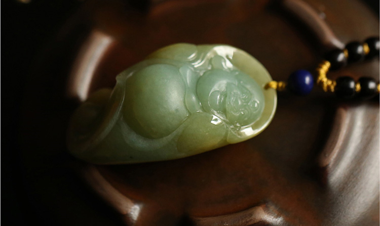 黃綠雙色翡翠吊墜彌勒佛項(xiàng)墜
