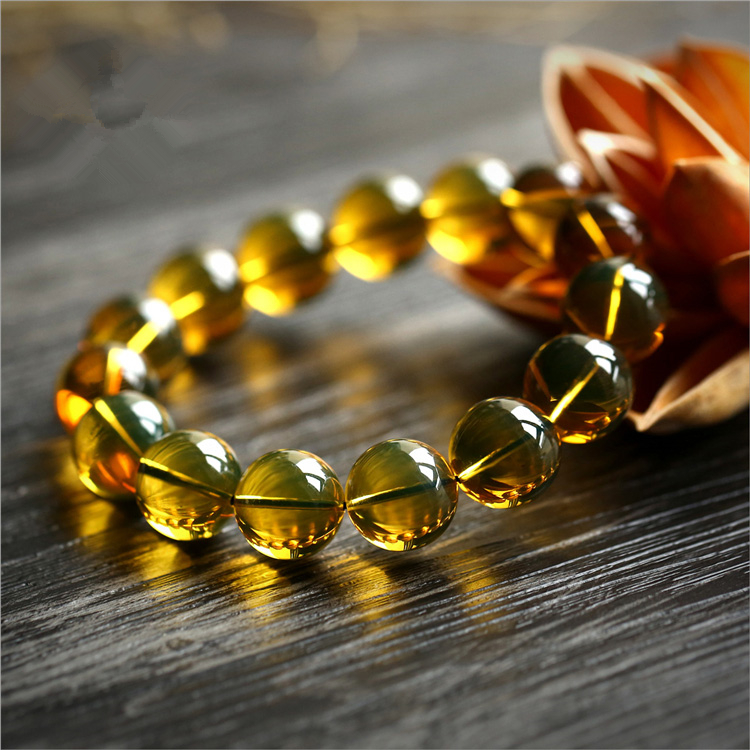 天然琥珀大顆粒藍珀手鏈單圈