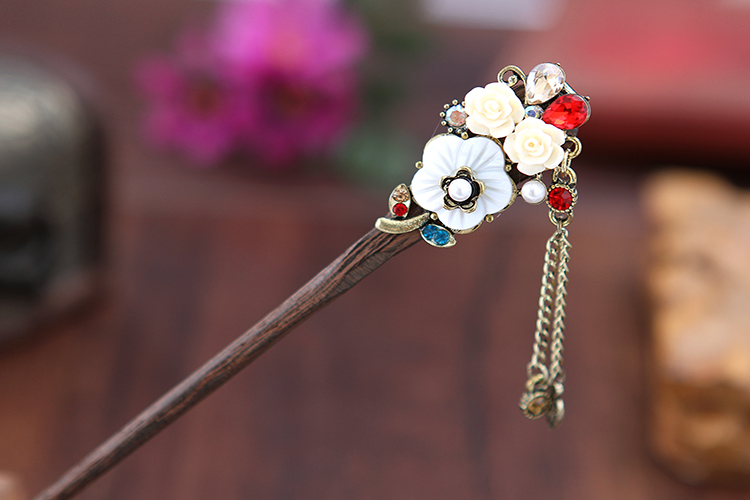 復(fù)古福連文苑步搖木簪流蘇發(fā)簪