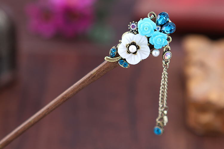 復(fù)古福連文苑步搖木簪流蘇發(fā)簪