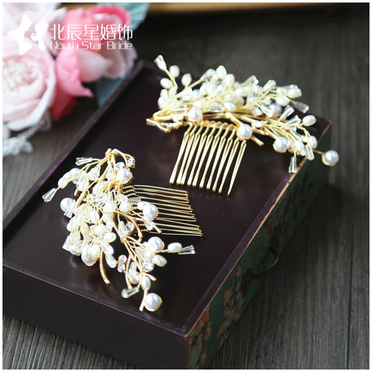 福連文苑新娘結(jié)婚花朵水鉆頭飾額飾