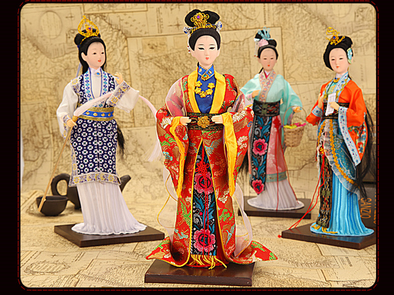 北京傳統(tǒng)絹人擺件十三釵四大美女工藝品