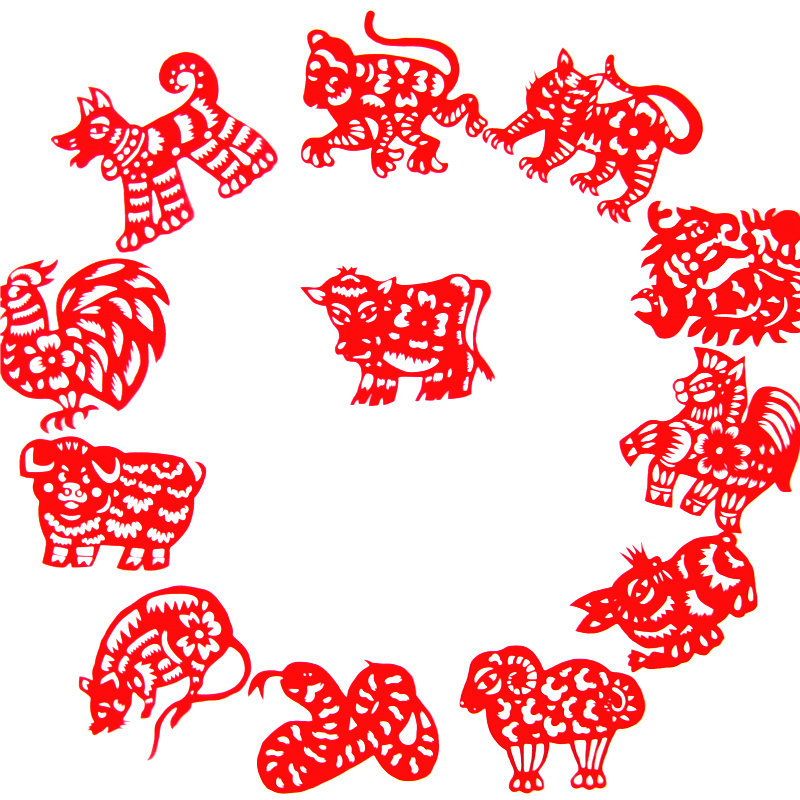 十二生肖純手工精美剪紙畫(huà)