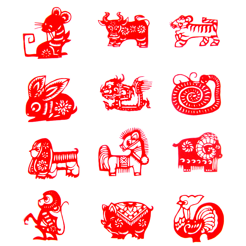 十二生肖純手工精美剪紙畫(huà)