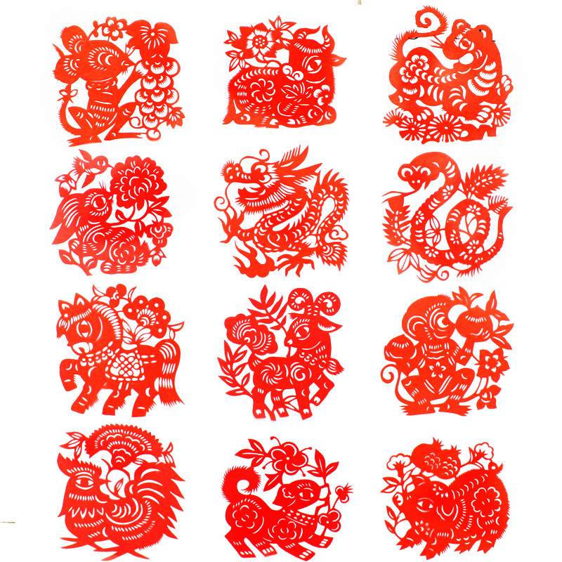 十二生肖純手工精美剪紙畫(huà)
