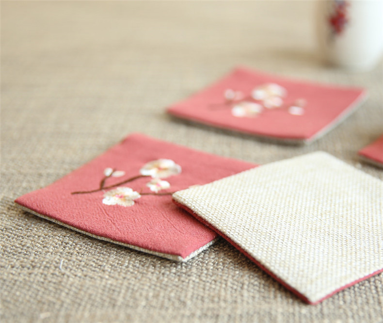 福連文苑刺繡花桌旗梅花茶席布藝禪意