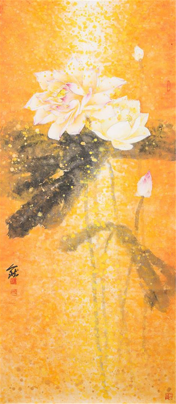 金香典雅荷花國畫藝術(shù)欣賞