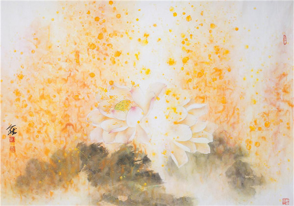 金香典雅荷花國(guó)畫藝術(shù)欣賞