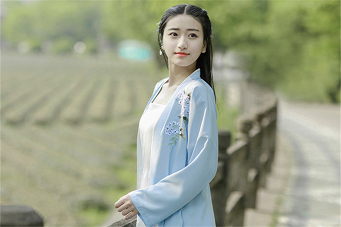  福連文苑設(shè)計刺繡漢元素長款褙子