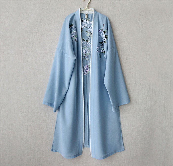  福連文苑設(shè)計刺繡漢元素長款褙子