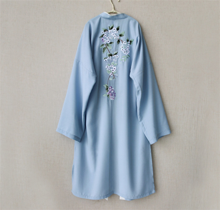  福連文苑設(shè)計刺繡漢元素長款褙子