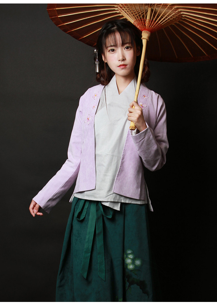 福連文苑女裝手繪日常漢服中式對(duì)襟上衣