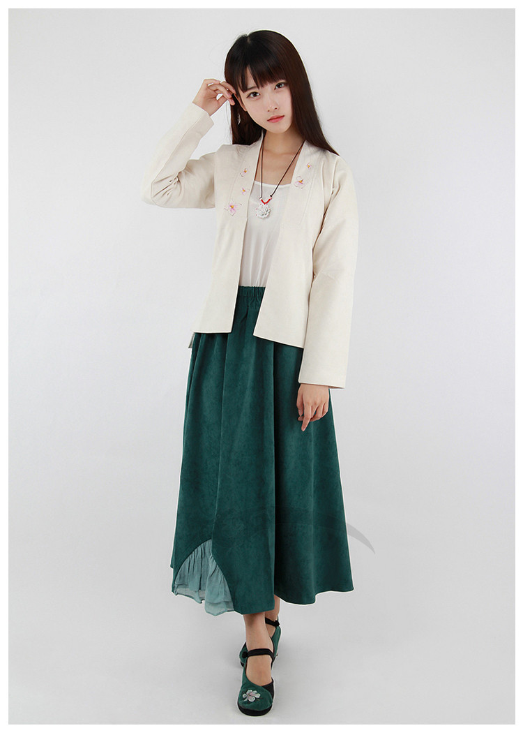 福連文苑女裝手繪日常漢服中式對(duì)襟上衣