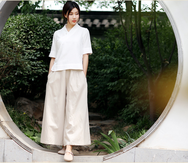 中式茶藝服裝盤扣上衣改良唐裝