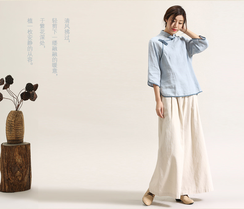 唐裝女夏盤扣禪意裝中式茶服