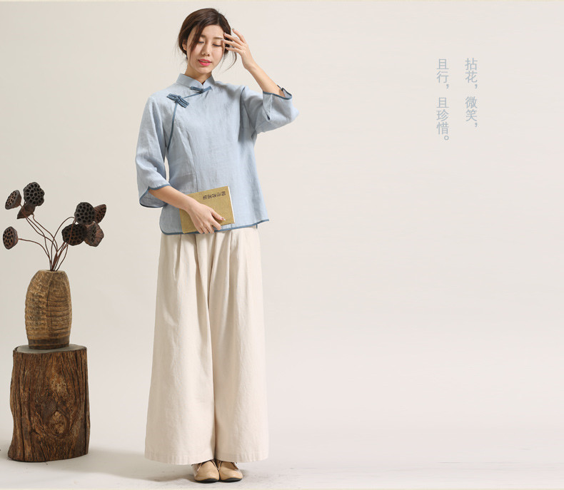 唐裝女夏盤扣禪意裝中式茶服