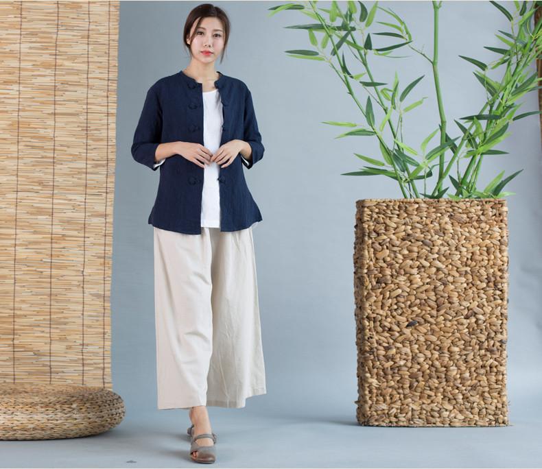 福連文苑唐裝女外套七分袖中式茶服