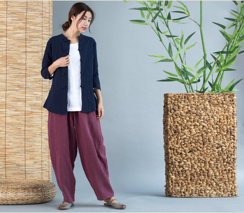 福連文苑唐裝女外套七分袖中式茶服