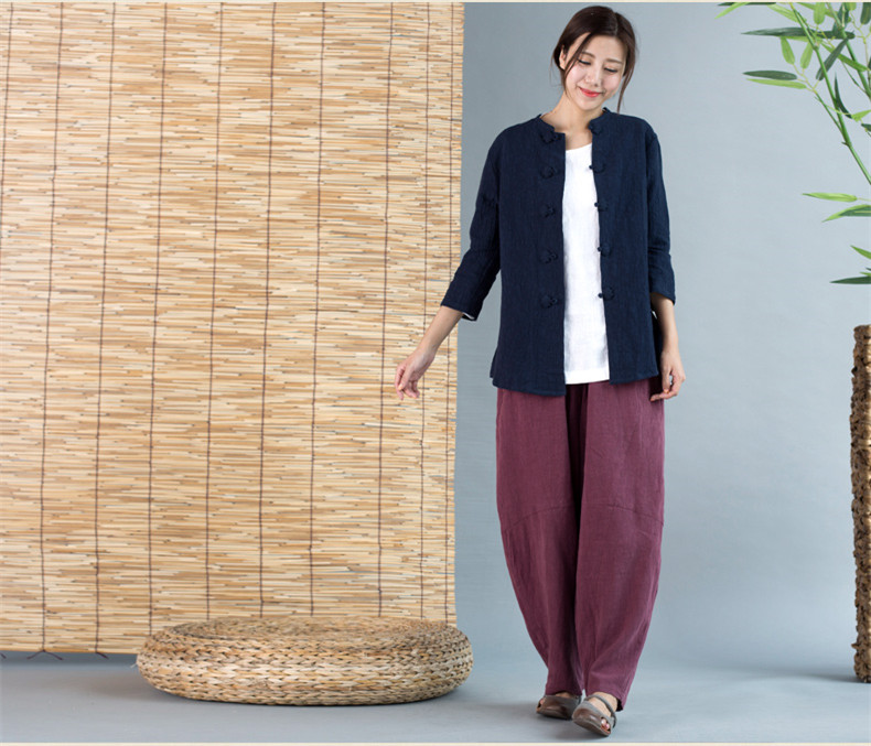 福連文苑唐裝女外套七分袖中式茶服