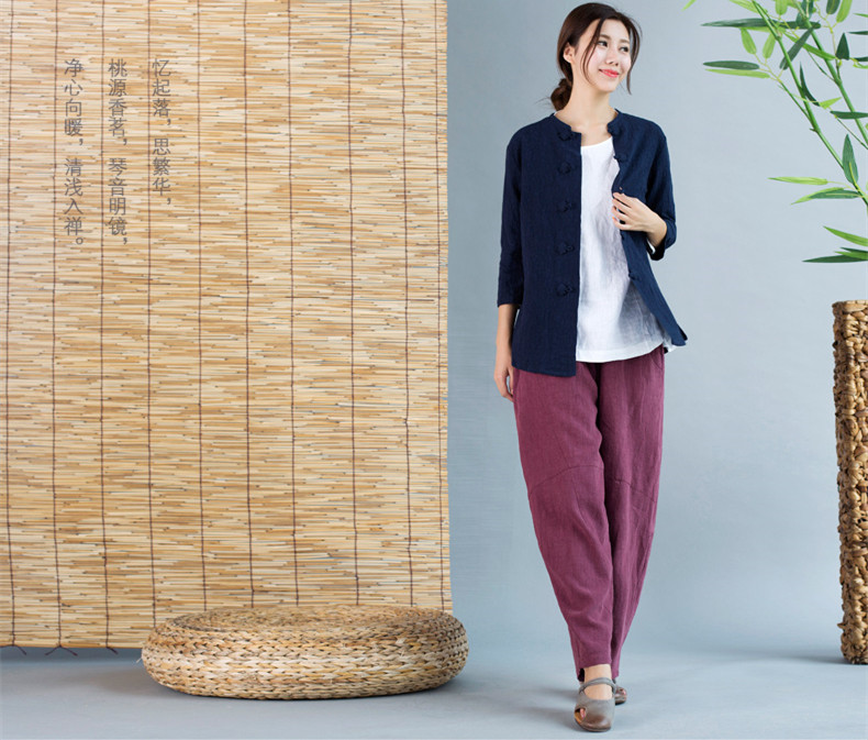 福連文苑唐裝女外套七分袖中式茶服