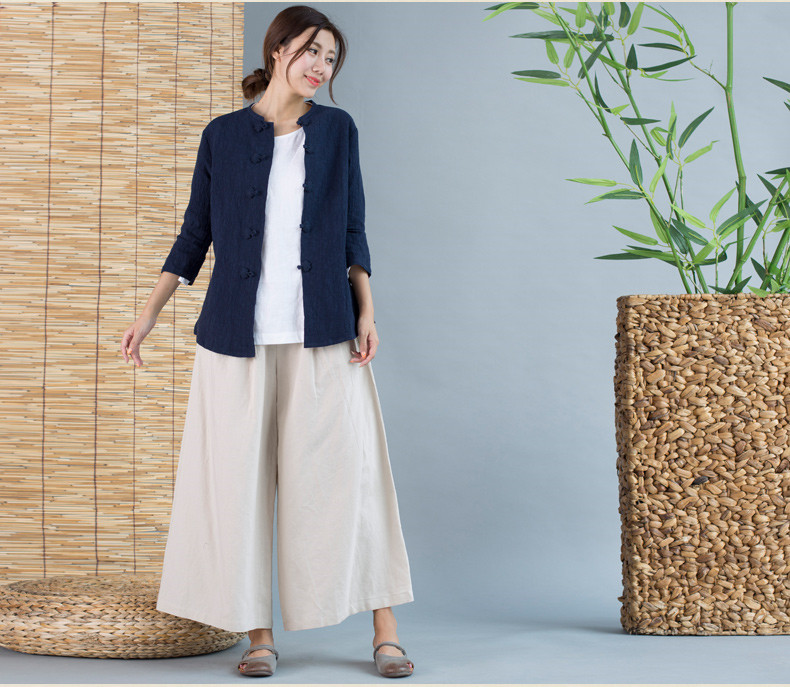 福連文苑唐裝女外套七分袖中式茶服