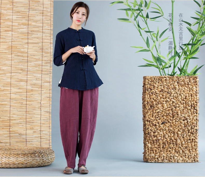 福連文苑唐裝女外套七分袖中式茶服