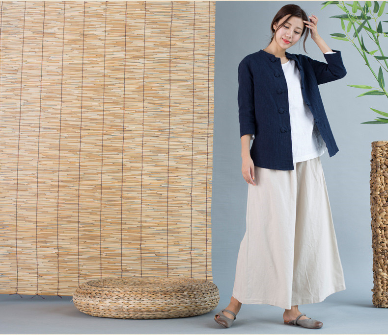 福連文苑唐裝女外套七分袖中式茶服