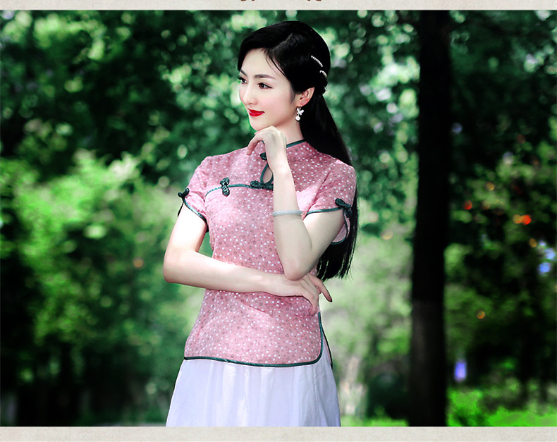 復(fù)古唐裝襯衣立領(lǐng)棉麻襯衫上衣