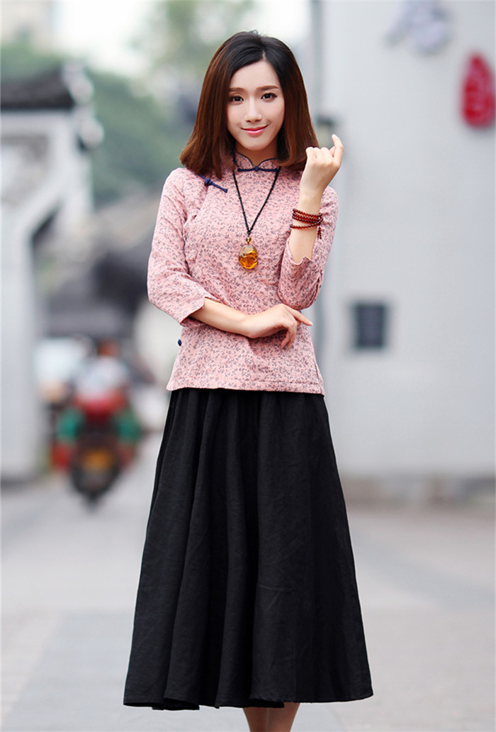 唐裝上衣女秋裝民國(guó)風(fēng)棉茶服長(zhǎng)袖