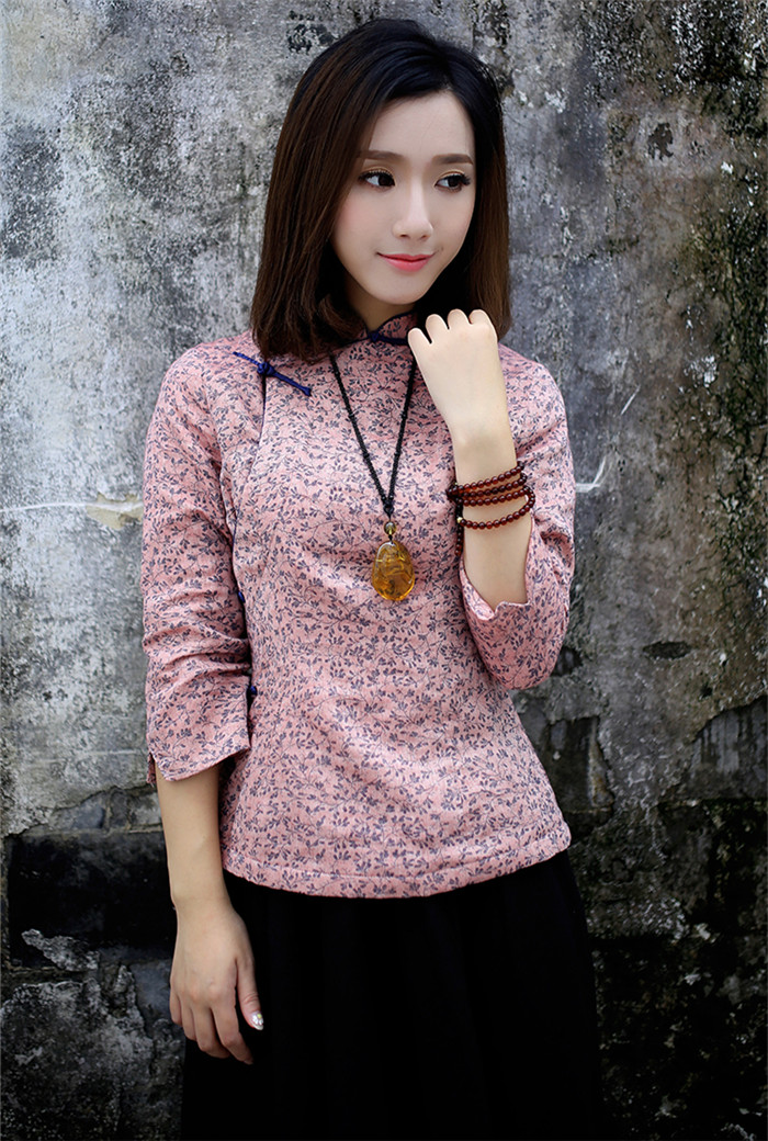 唐裝上衣女秋裝民國(guó)風(fēng)棉茶服長(zhǎng)袖