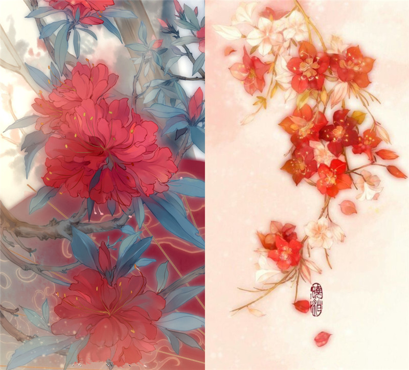 古風(fēng)圖片曉泊繪畫(huà)的花簽