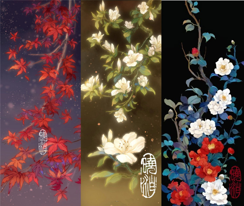 古風(fēng)圖片曉泊繪畫(huà)的花簽